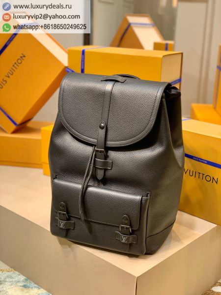 Louis Vuitton LV Christopher Slim M58644 Black Leather Backpacks