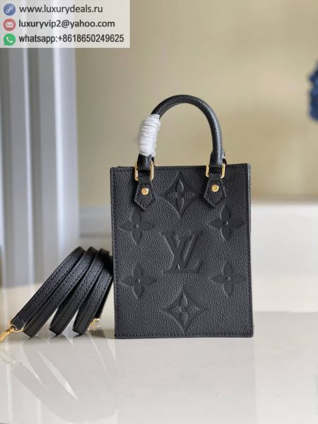 Louis Vuitton LV Petit Sac Plat M80478 Black Leather Tote Bags