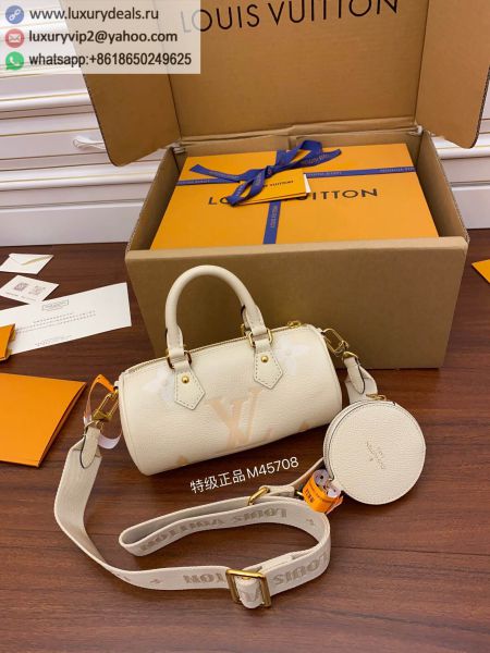 LV/ Papillon bb Crossbody M45708 Light Apricot Leather Tote Bags