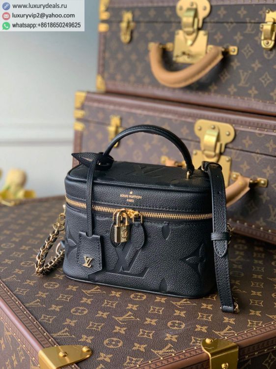 Louis Vuitton LV Vanity PM M45598 Women Leather Makeup Bags Black