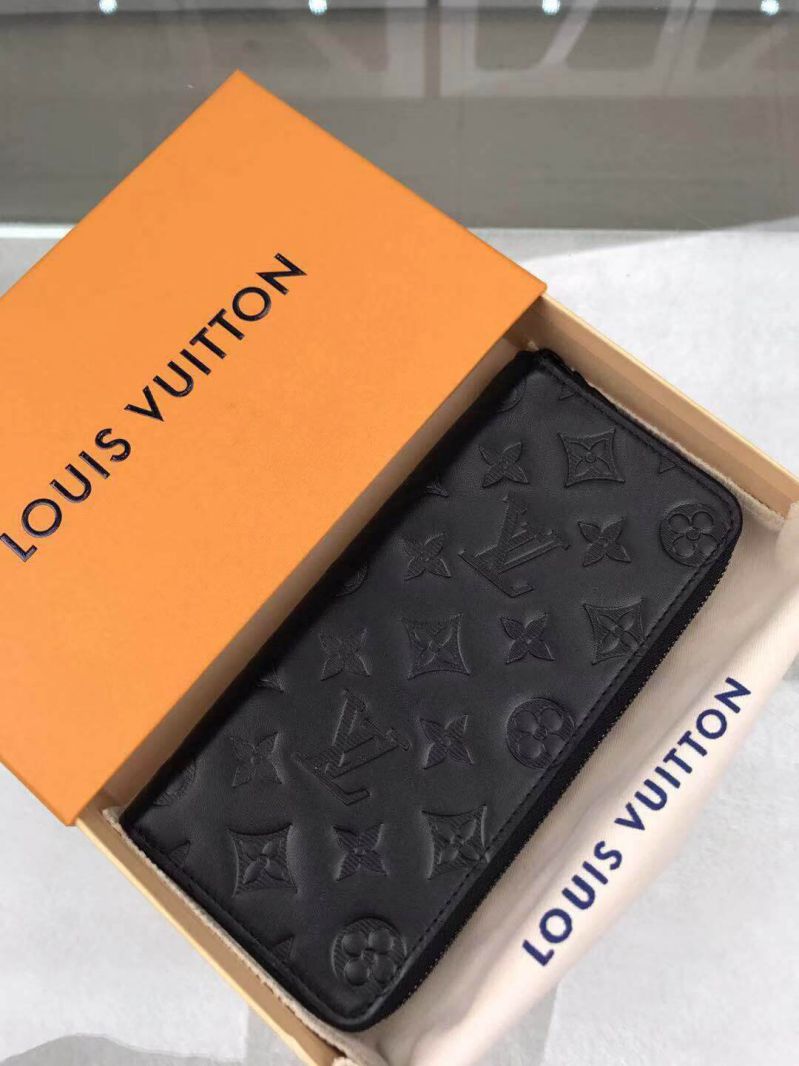 Louis Vuitton LV Zippy M62902 Black Leather Wallets