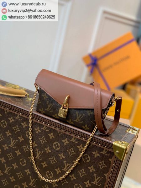 Louis Vuitton LV Padlock on Strap M80763 Caramel Color Monogram,Leather Shoulder Bags