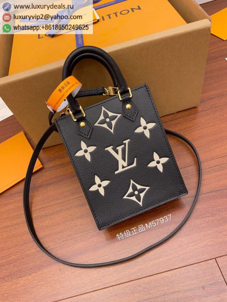 Louis Vuitton LV Petit Sac Plat M57937 Black Leather Tote Bags