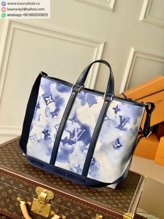 Louis Vuitton LV New Tote GM M45755 Men Blue PVC Tote Bags