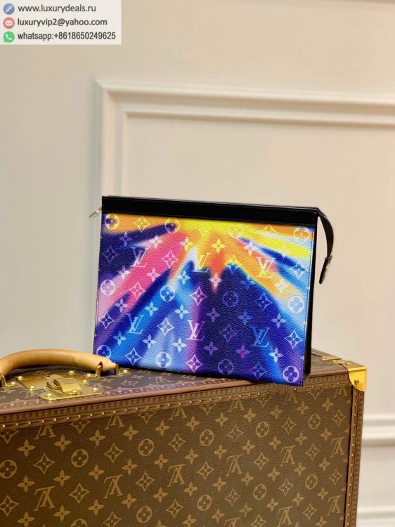 Louis Vuitton LV Pochette Voyage M45941 Men Multi-Color PVC Clutch Bags