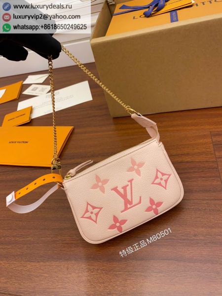 Louis Vuitton LV Mini Pochette Accessoires M80501 Pink Leather Clutch Bags