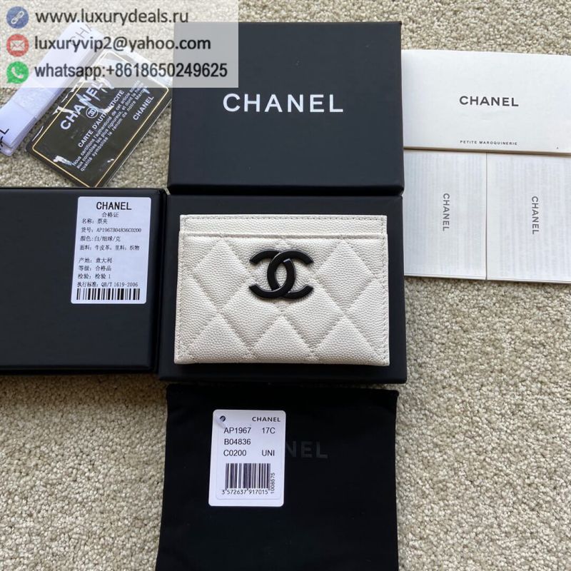 CHANEL Card Holder AP1967 White Black