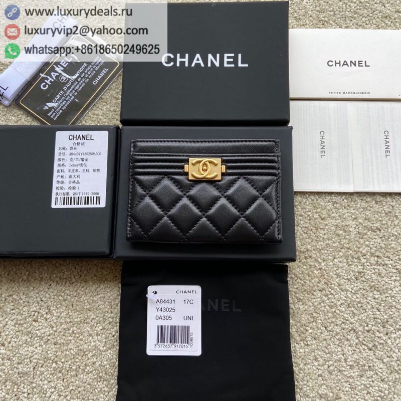 CHANEL Card Holder A84431 Black Gold