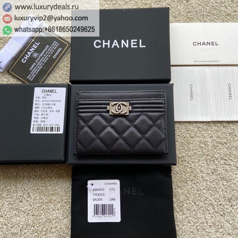 CHANEL Card Holder A84431 Black Silver