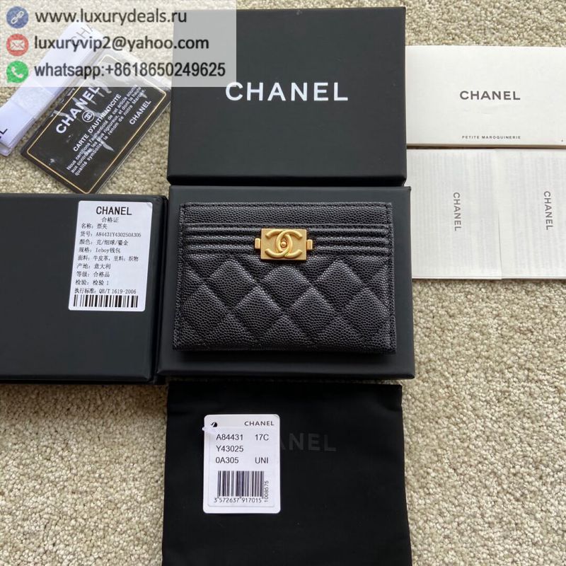 CHANEL Card Holder A84431 Black Gold