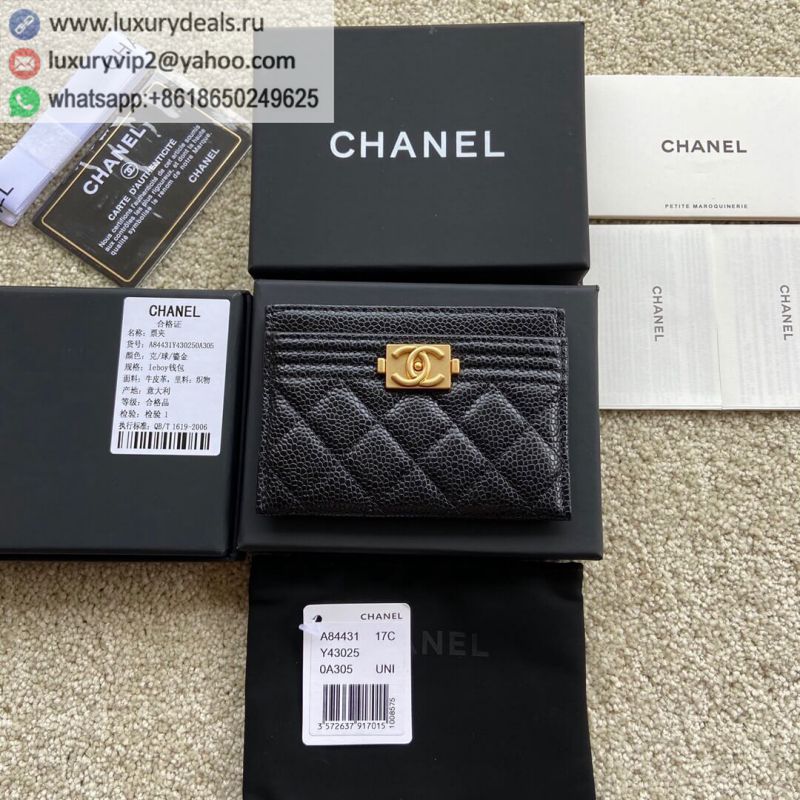 CHANEL Card Holder A84431 Black Gold