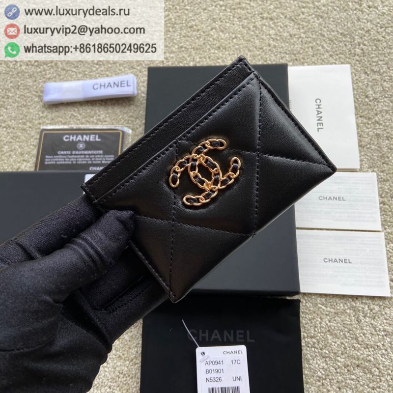 CHANEL Card Holder AP0941 Black Gold