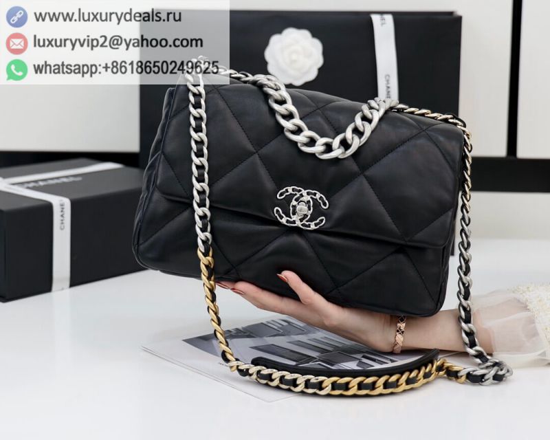 CHANEL Flap 19bag 30CM Black Silver Buckle AS1161