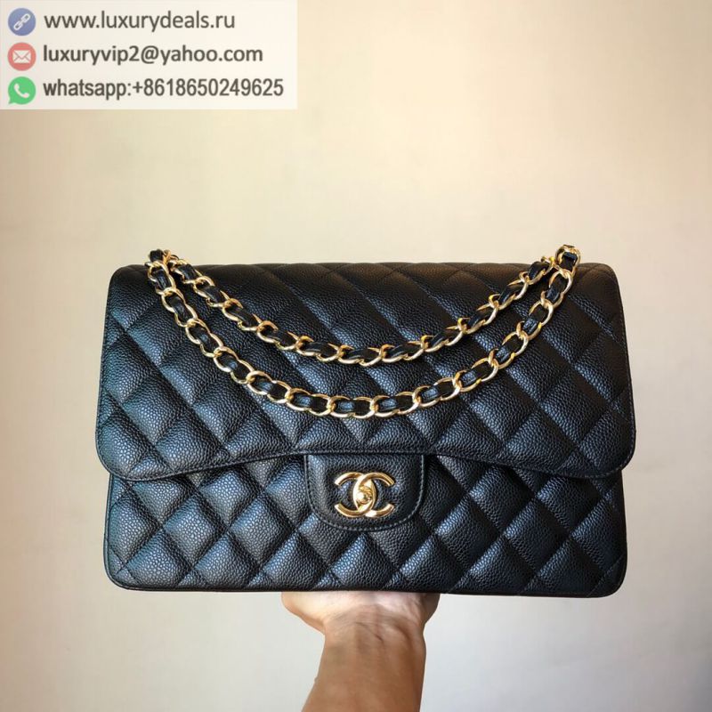 CHANEL Haas Classic flap bag CF30 A58600 Black Gold Buckle