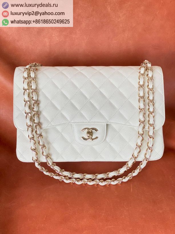 CHANEL Haas Classic flap bag CF30 A58600 White Gold Buckle