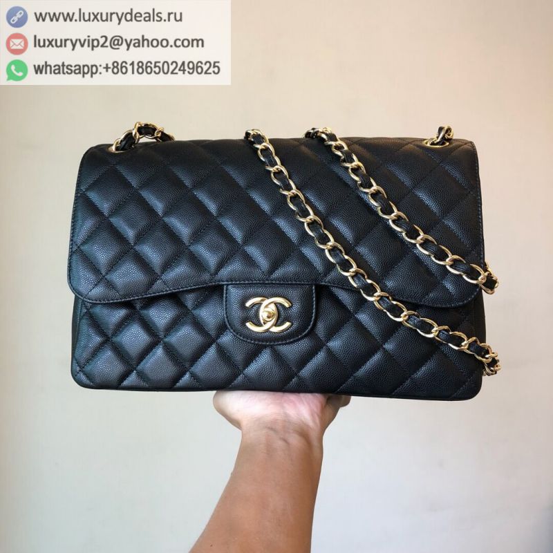 CHANEL Haas Classic flap bag CF30 A58600 Black Gold Buckle