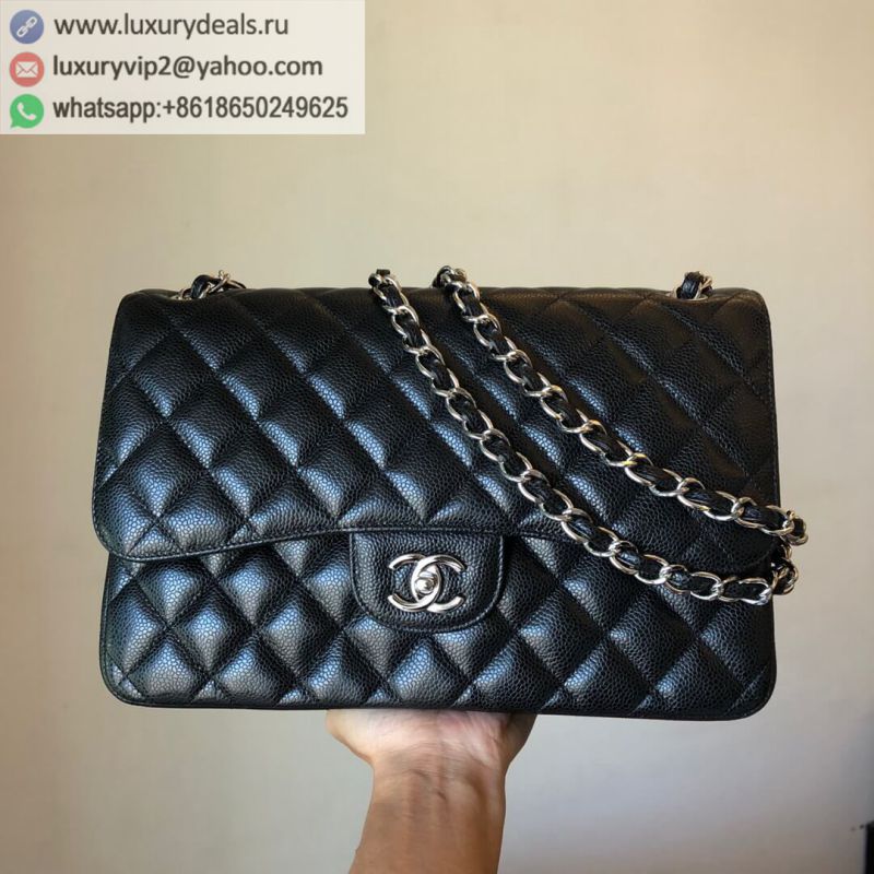 CHANEL Haas Classic flap bag CF30 A58600 Black Silver Buckle