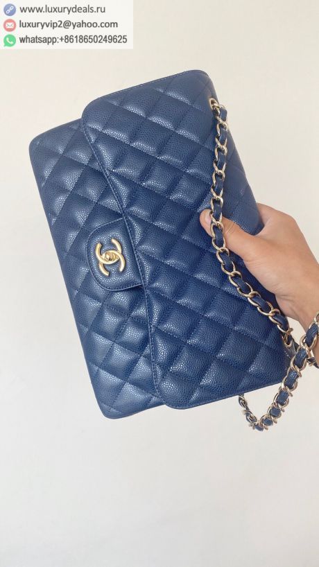 CHANEL Haas Classic flap bag CF30 A58600 Blue Light Gold Buckle