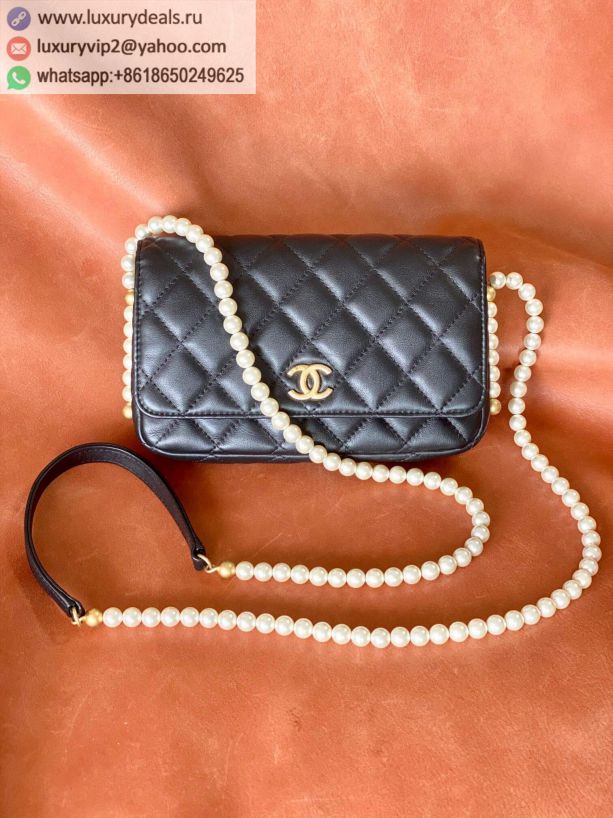 CHANEL 2021SS Pearl Chain Woc Black Gold Buckle