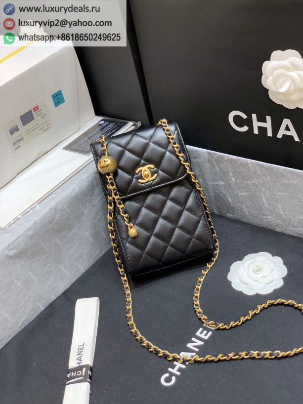 CHANEL Gold Phone Bag AP1448 Black