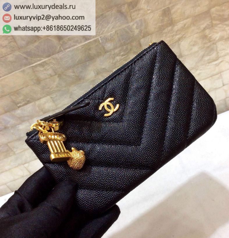 CHANEL Black V Wallets A69253