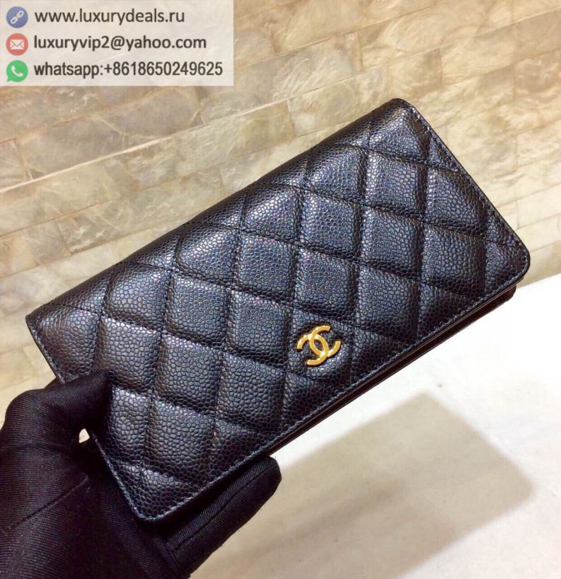 CHANEL Classic Bi-fold Wallets A50099 Black / Gold Buckle