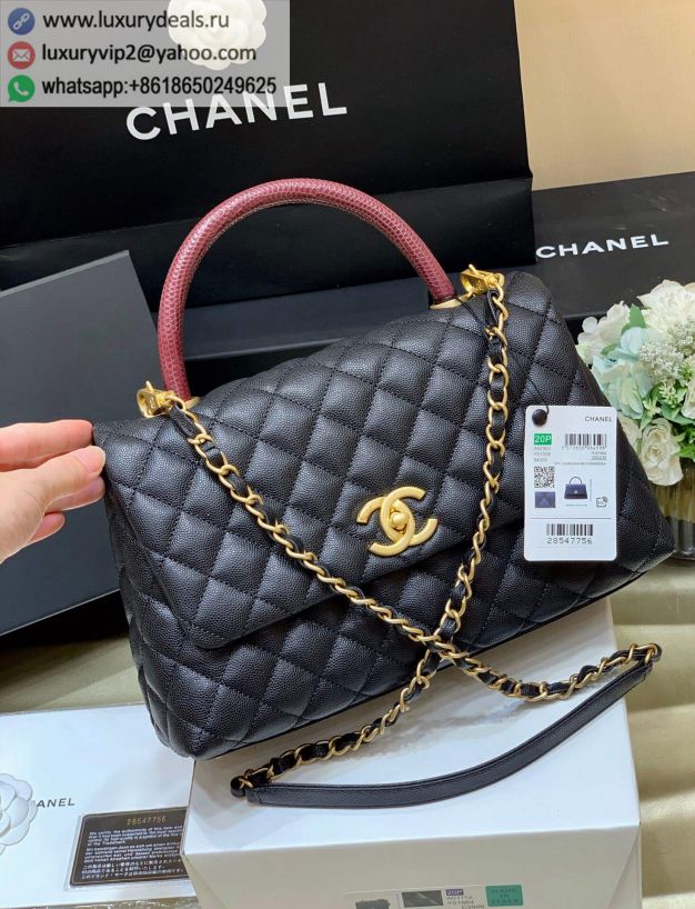 CHANEL coco handle 28CM A92993 Black / Red / Gold Buckle