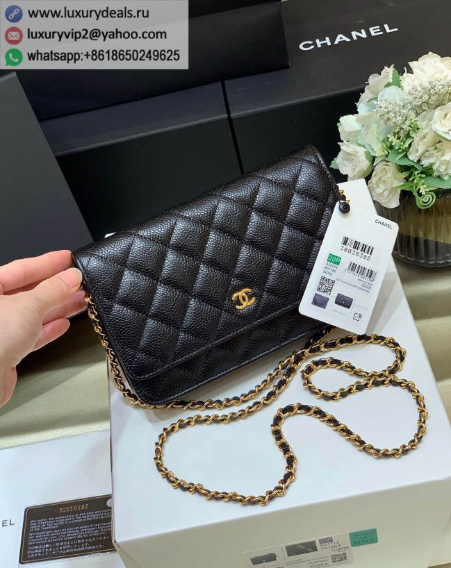 CHANEL WOC 19CM A33814 Black / Gold Buckle