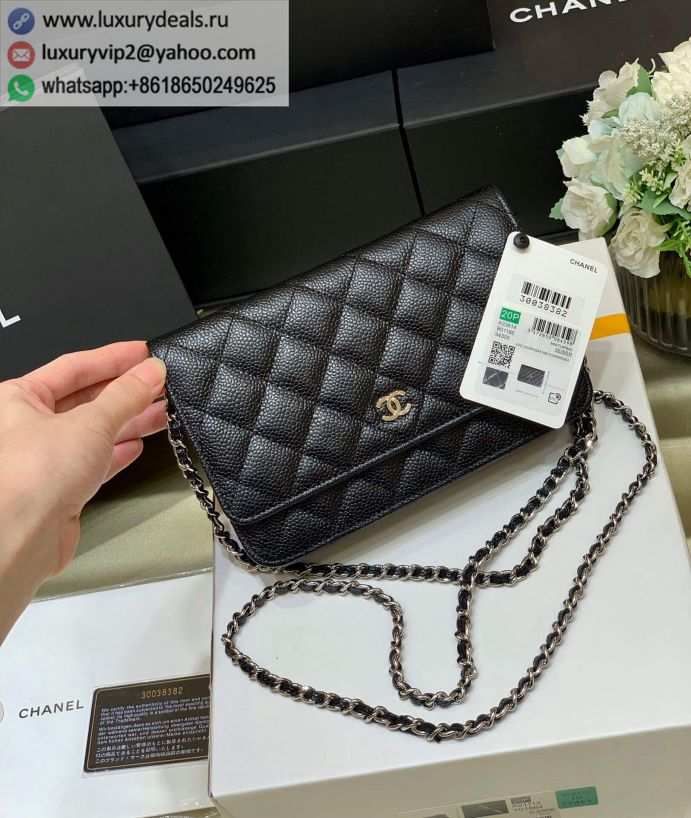 CHANEL WOC 19CM A33814 Black / Silver Buckle