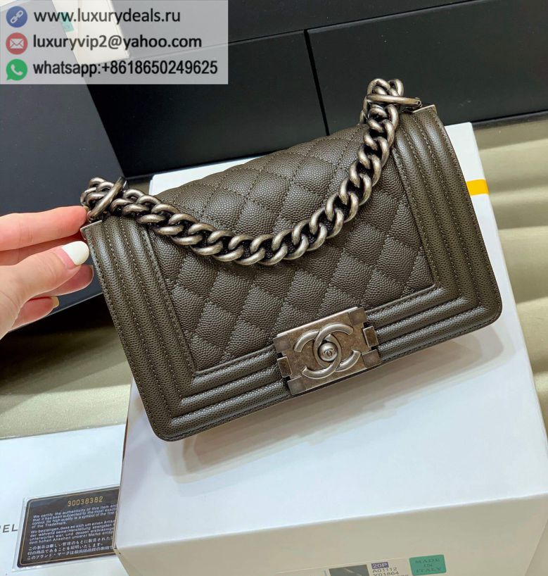 CHANEL Classic Leboy 20CM BAG A67085 Green / Silver Buckle