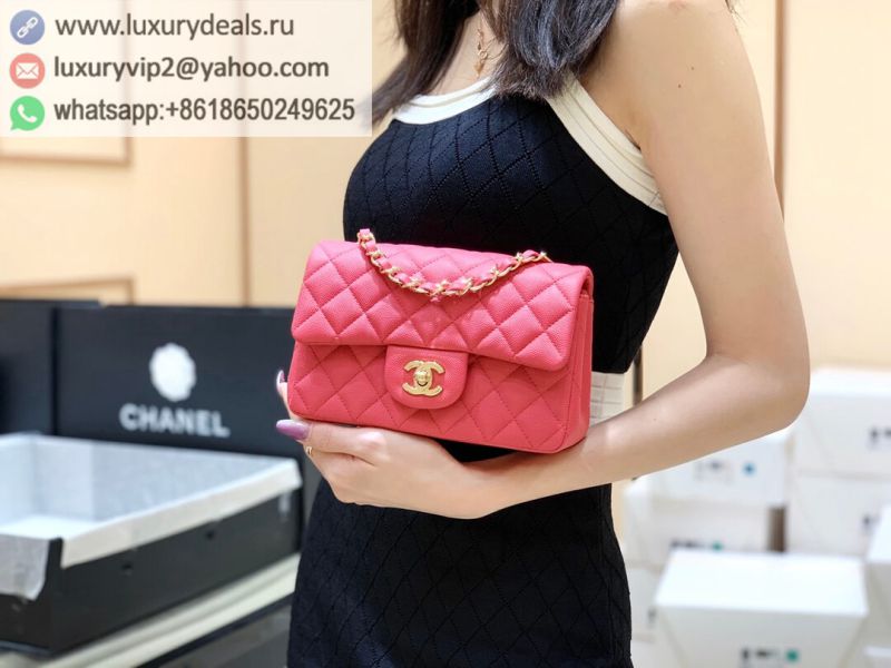 CHANEL CF 20CM mini Classic Classic flap bag A01116 / Red / Champagne