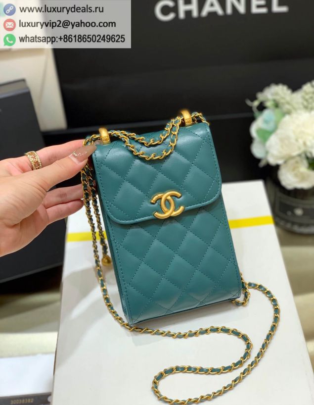 CHANEL 2021 Gold Phone Bag AP2291 Green