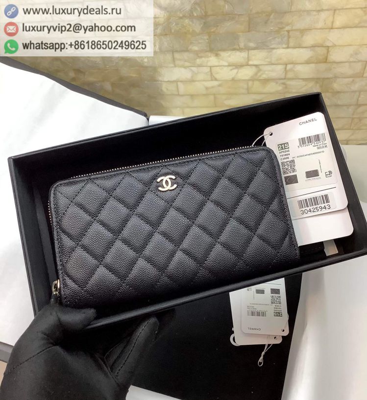 CHANEL Classic Zip Wallets AP0242 Black / Gold Buckle