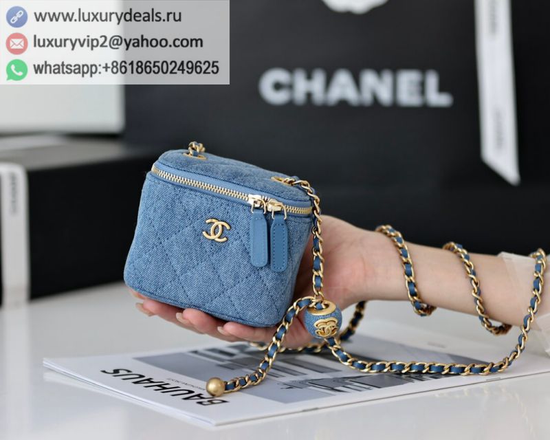 CHANEL 2022CCS Gold Denim Box AP1447