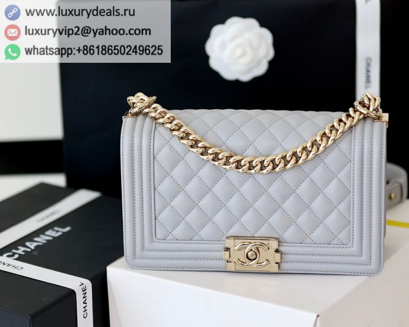 CHANEL Classic Leboy 25CM BAG A67086 Grey / Light Gold Buckle