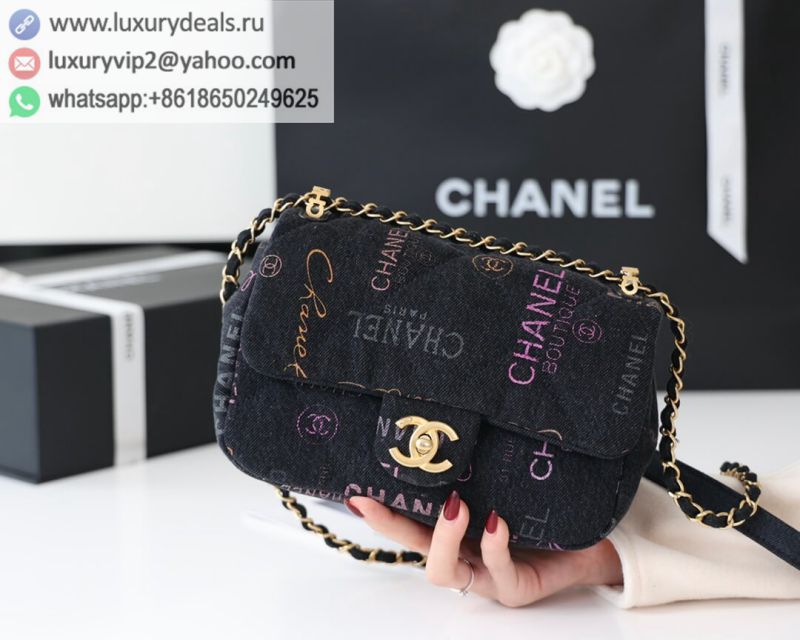 CHANEL2022CCSS 22p cf Denim AS3134 Black