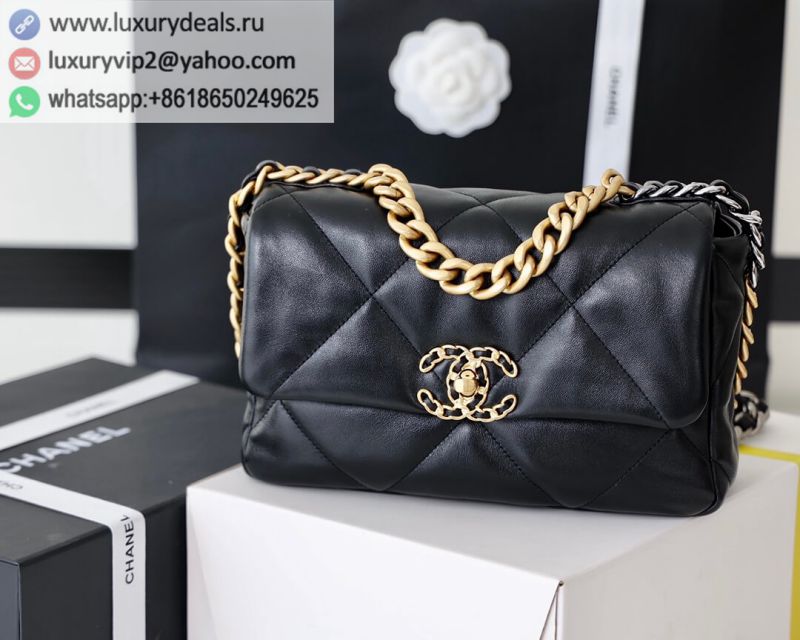 CHANEL Flap 19bag 26CM Black Gold Buckle AS1160