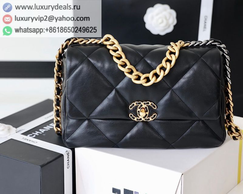 CHANEL Flap 19bag 30CM Black Gold Buckle AS1161