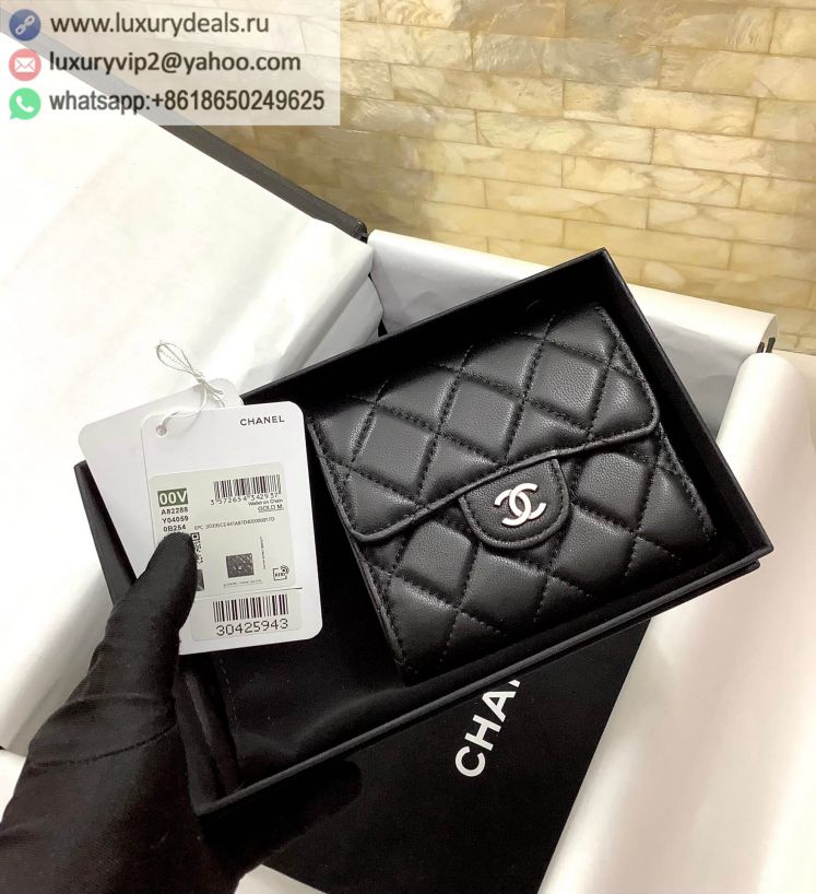 CHANEL Tri-fold A82288 Black / Silver Buckle