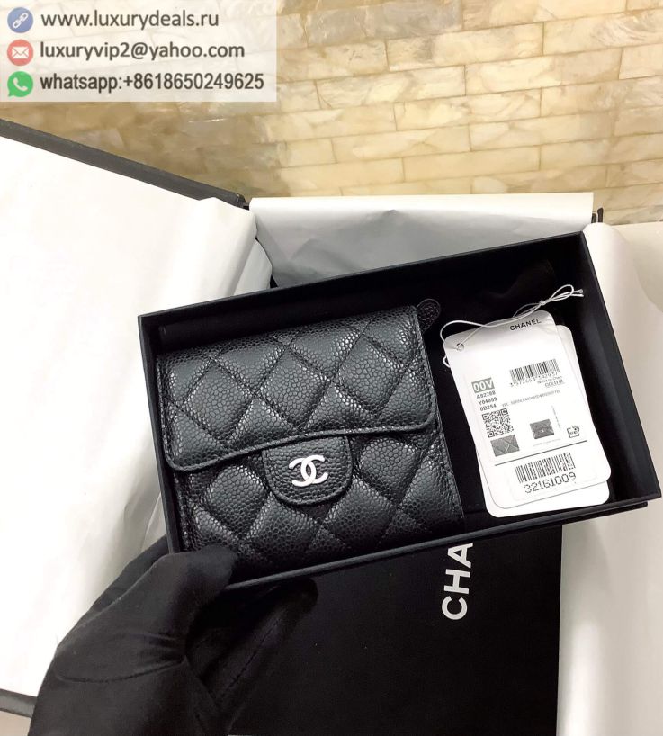 CHANEL Tri-fold A82288 Black / Silver Buckle