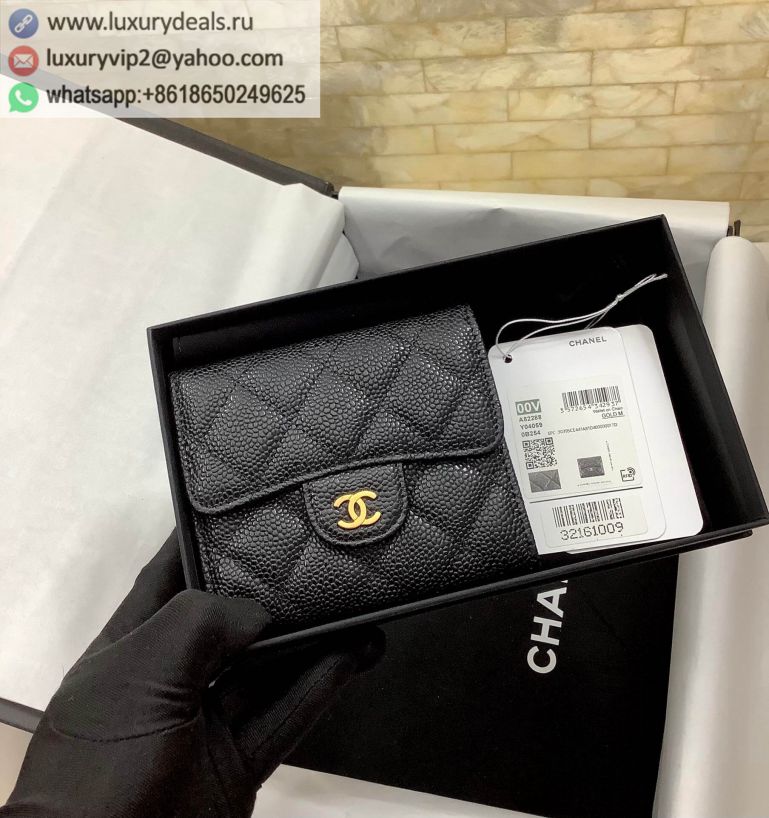 CHANEL Tri-fold A82288 Black / Gold Buckle