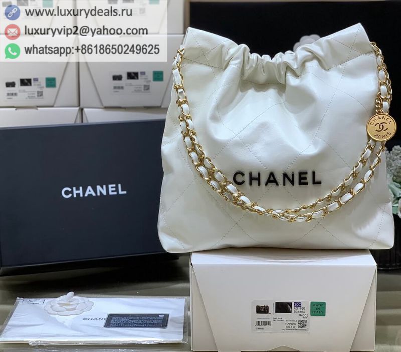 CHANEL 2022CC SS 22 bag AS3260 White / Black logo