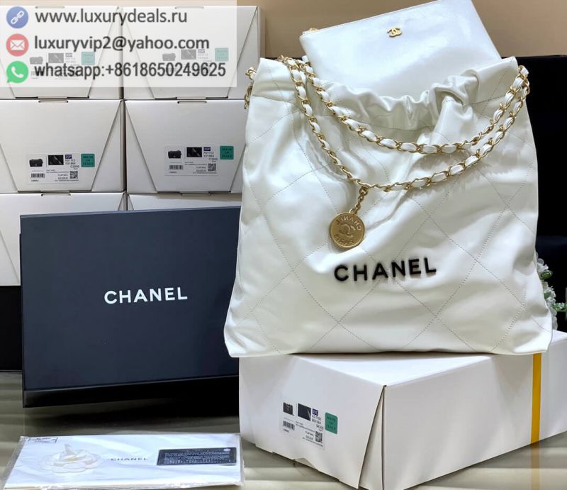 CHANEL 2022CC SS 22 bag AS3261 White Black logo