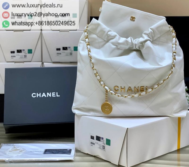 CHANEL 2022CC SS 22 bag AS3261 White Gold logo