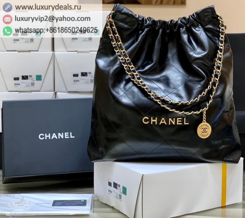 CHANEL 2022CC SS 22 bag AS3262 Black Gold logo