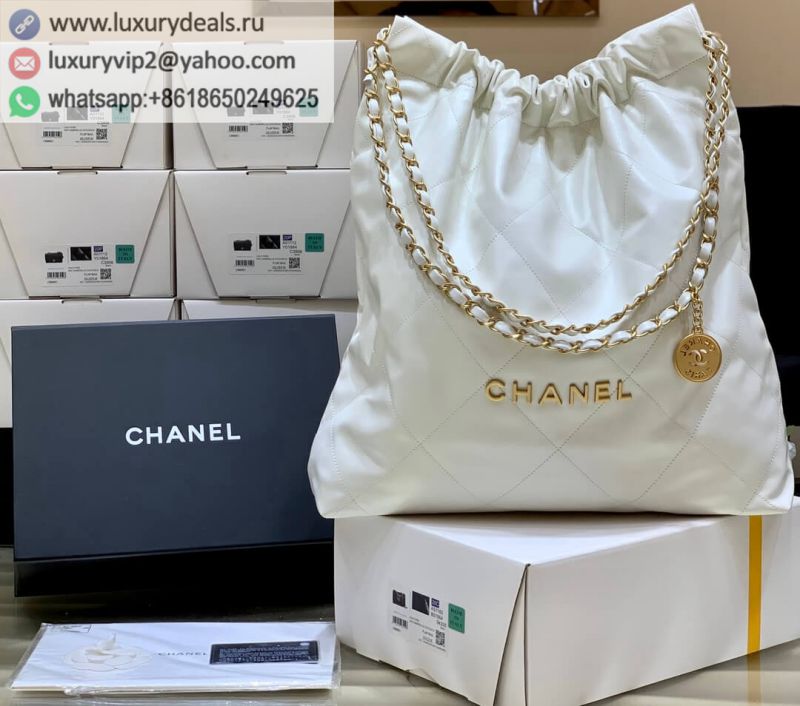 CHANEL 2022CC SS 22 bag AS3262 White Gold logo