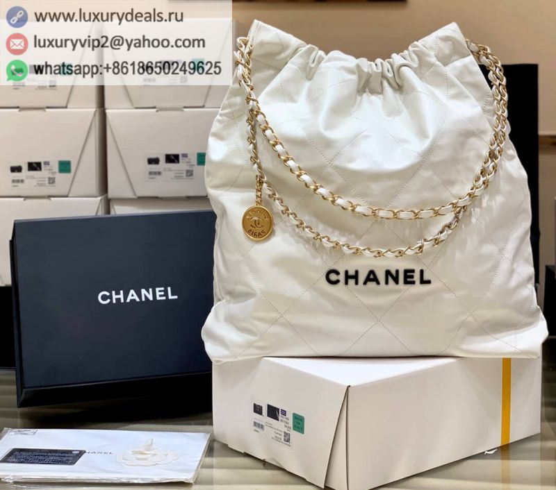 CHANEL 2022CC SS 22 bag AS3262 White Black logo