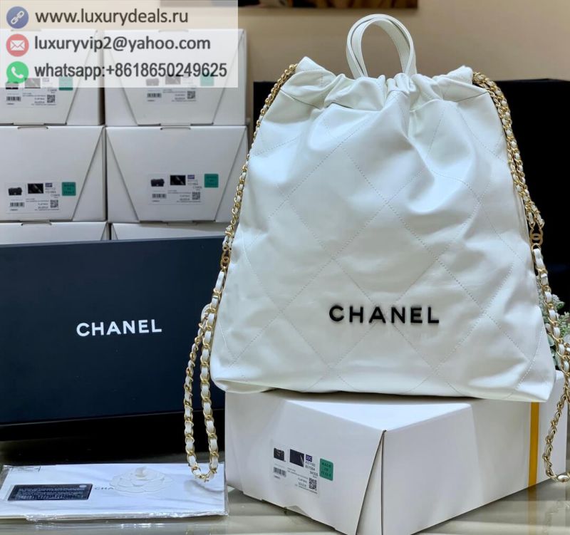 CHANEL 2022CC 22 bag Backpack AS3313 White Black logo