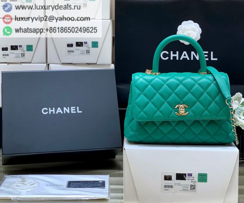 CHANEL coco handle 23CM 22P A92990 Green/ Champagne