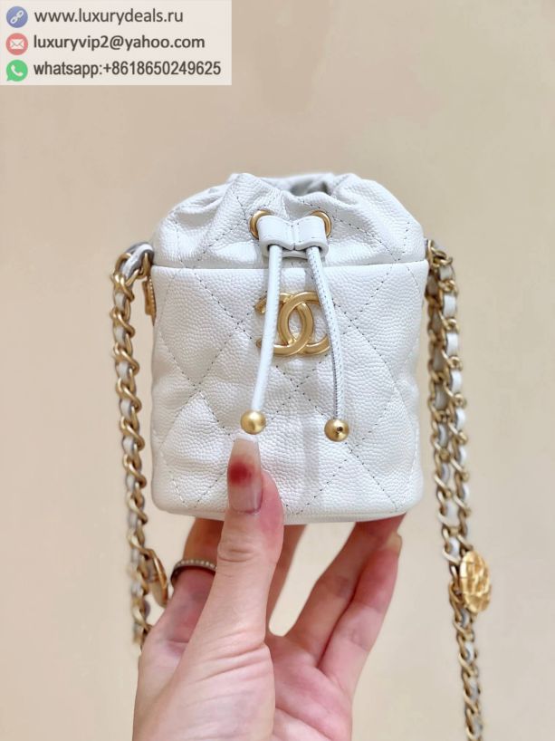 CHANEL 22A Gold Bucket Bags AP2859 White